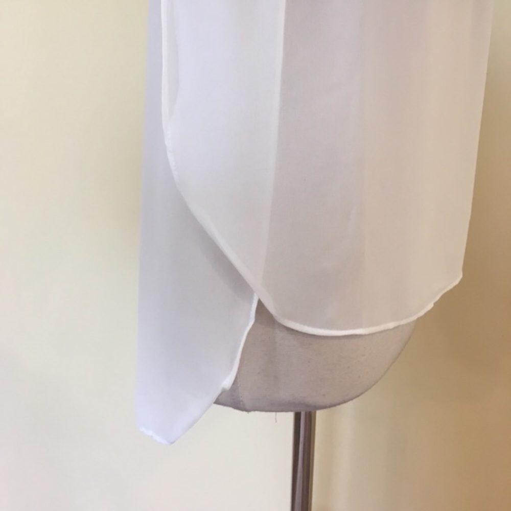 Heather Grey Jersey and Ivory Chiffon Split Sides Blouse - Picture 5 of 8